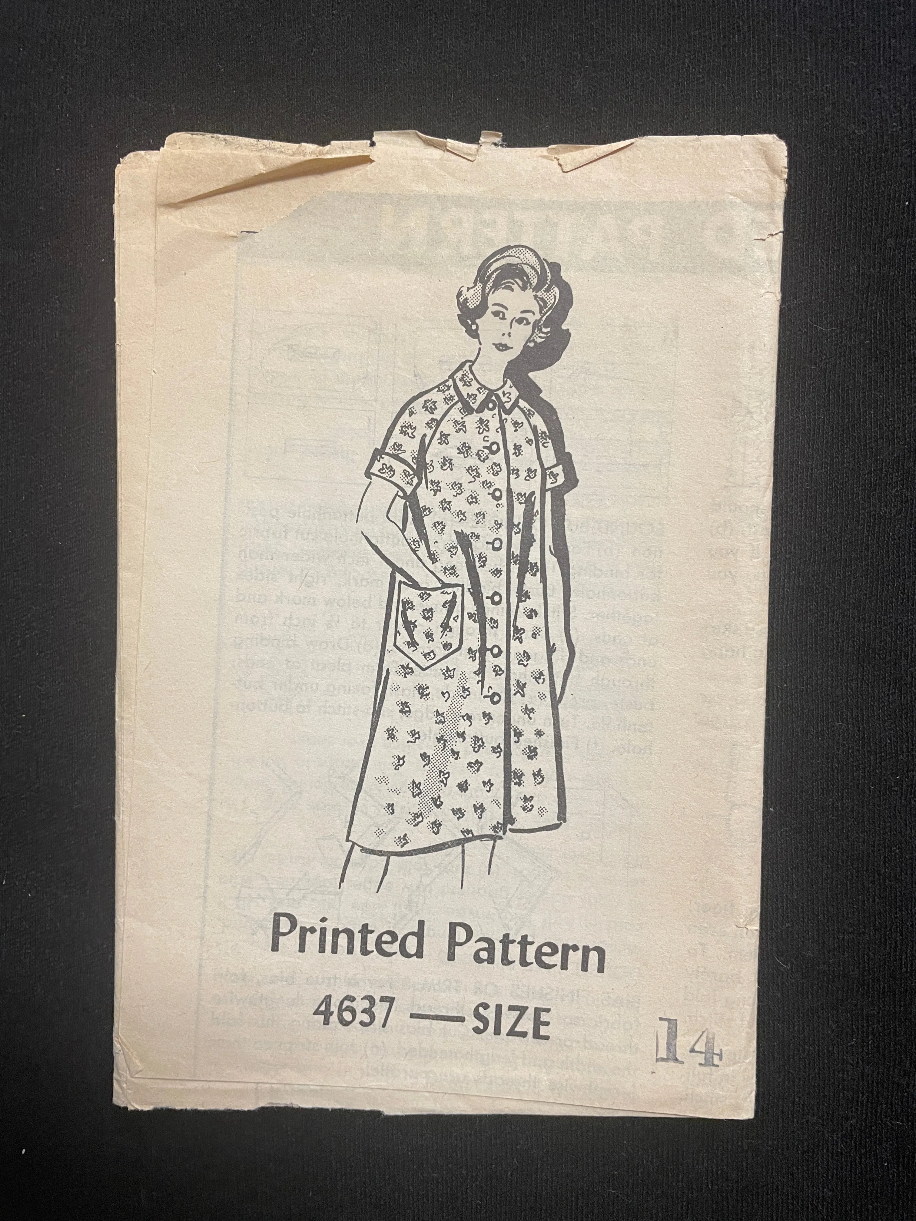 1960's Mail Order 4637 Sewing Pattern - Robe/Housecoat FACTORY FOLDED