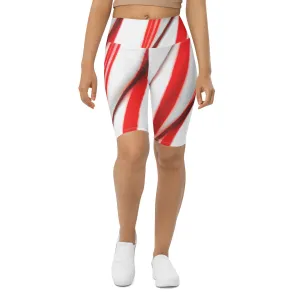 3D Candy Cane Biker Shorts