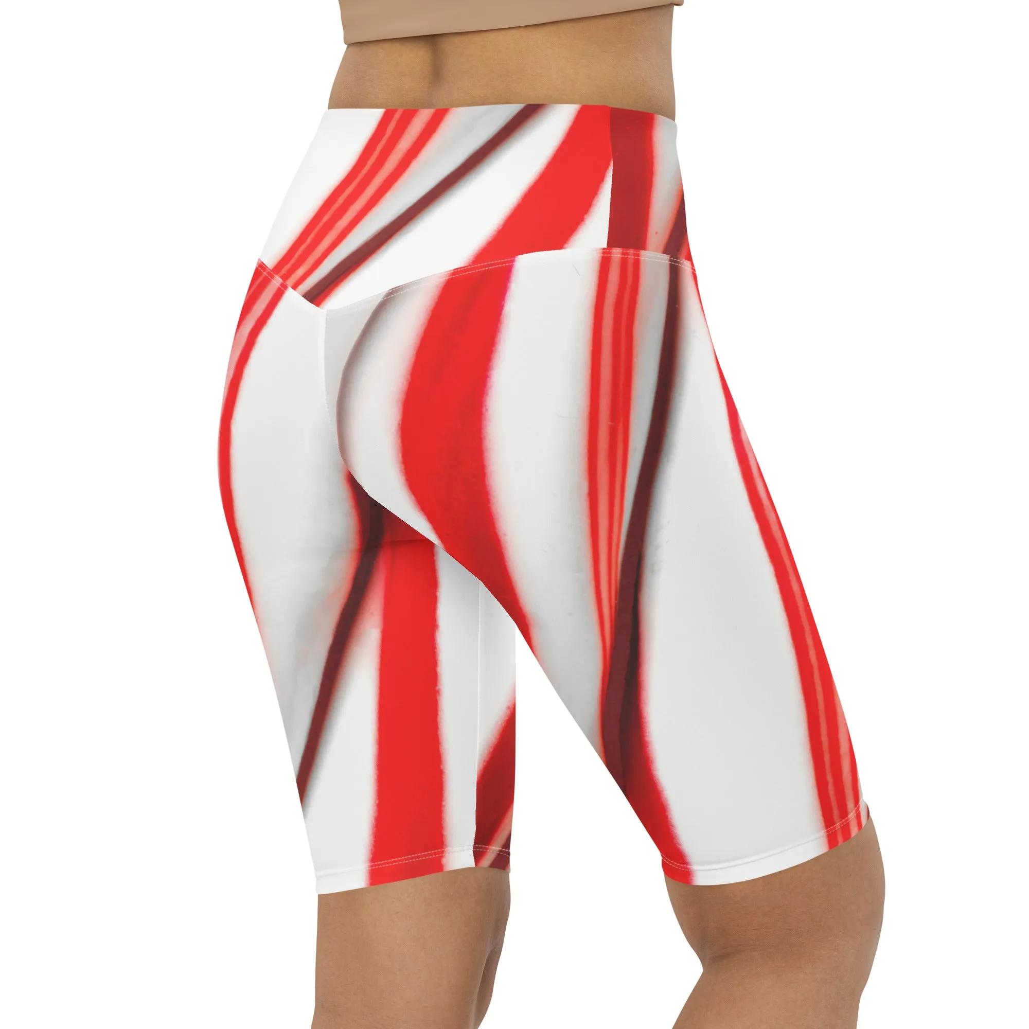 3D Candy Cane Biker Shorts