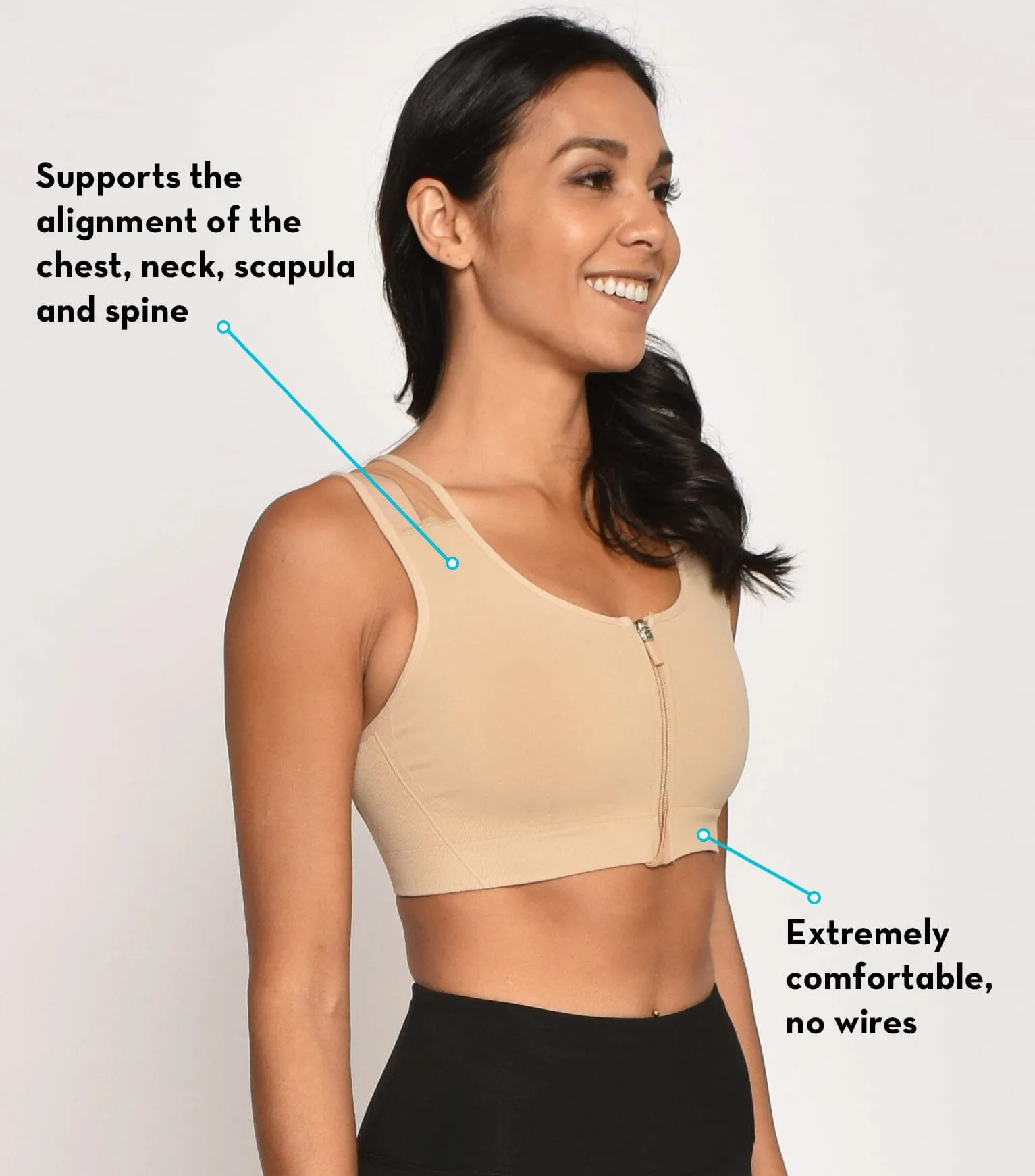 AlignMe Zipper Posture Sports Bra For Women