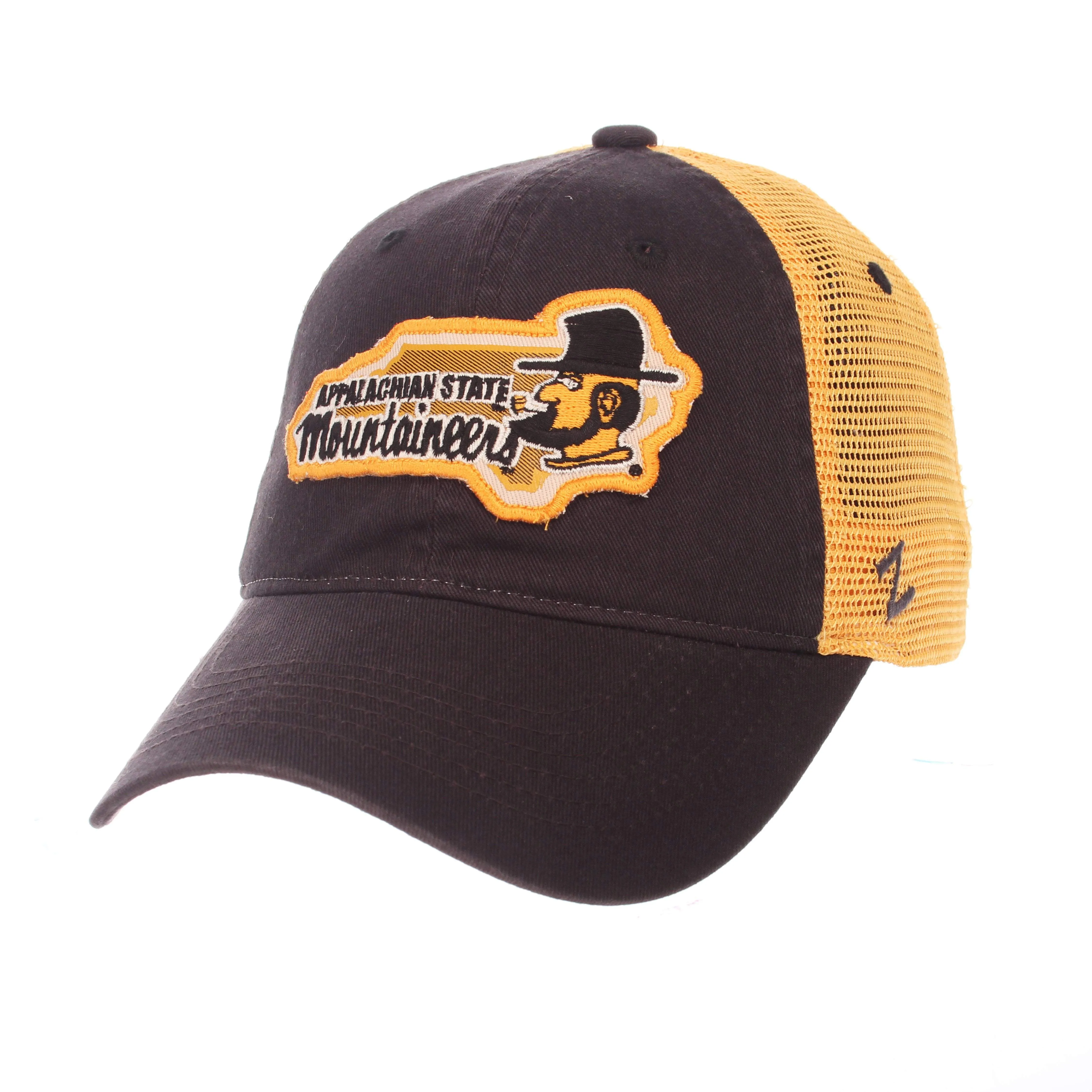 Appalachian State Mountaineers Zephyr Black "Freeway" Mesh Adj. Slouch Hat Cap