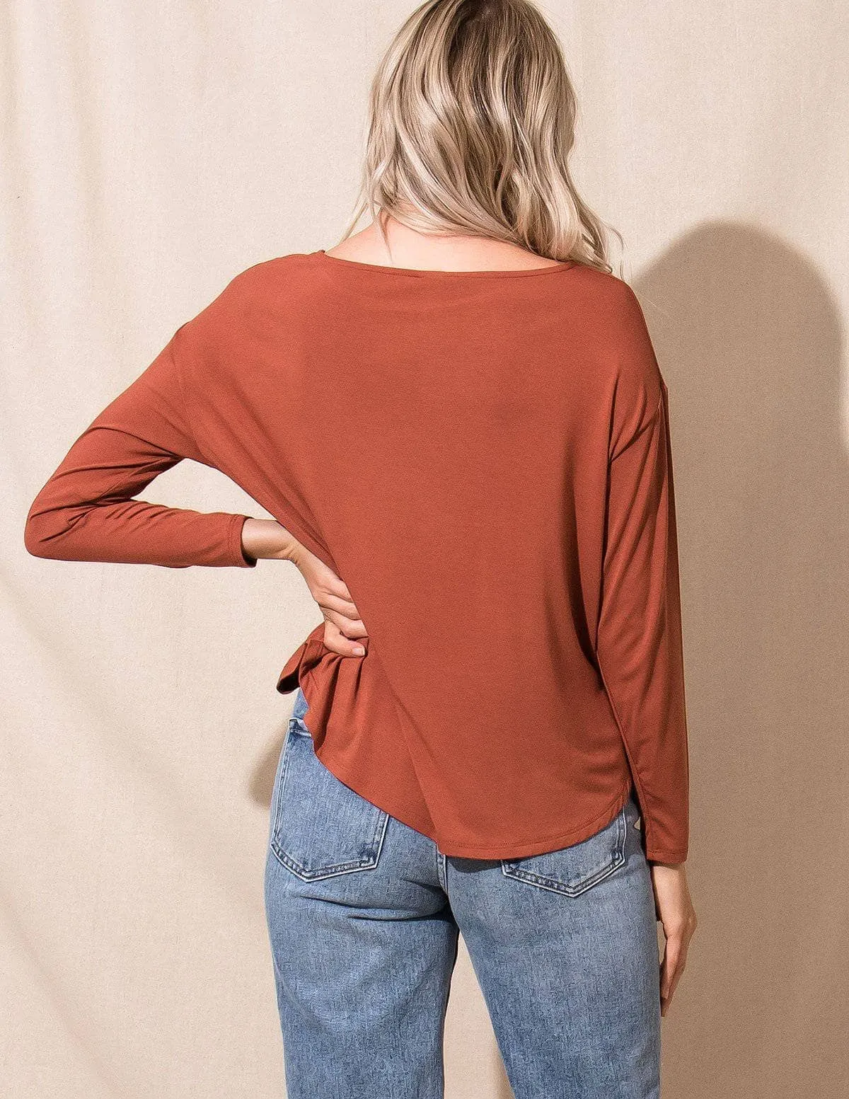 Bamboo Dolman Long Sleeve Tee - Rust