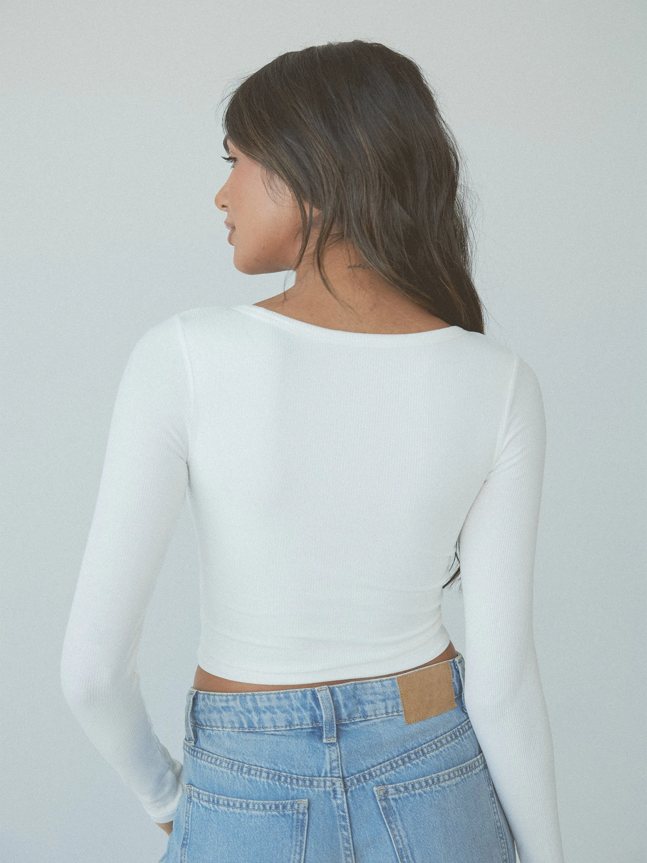 Bamboo Long Sleeve Scoop Neck Brami (Crop)