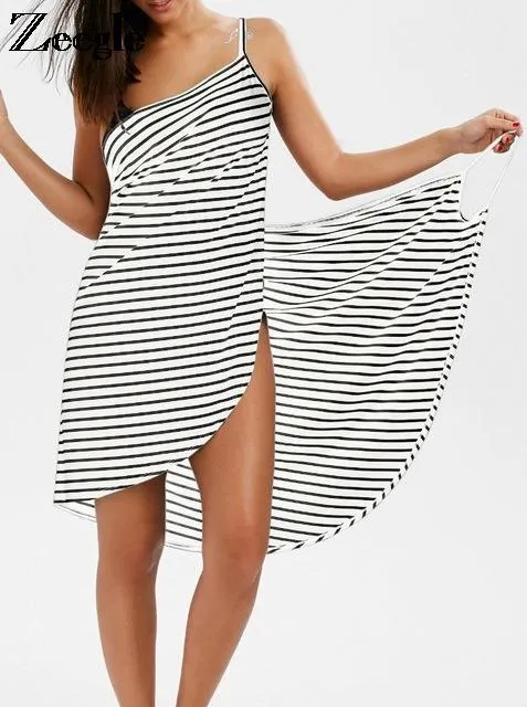 Bathrobe Striped Beach Skirt Wrap Skirt  and Beach Towel