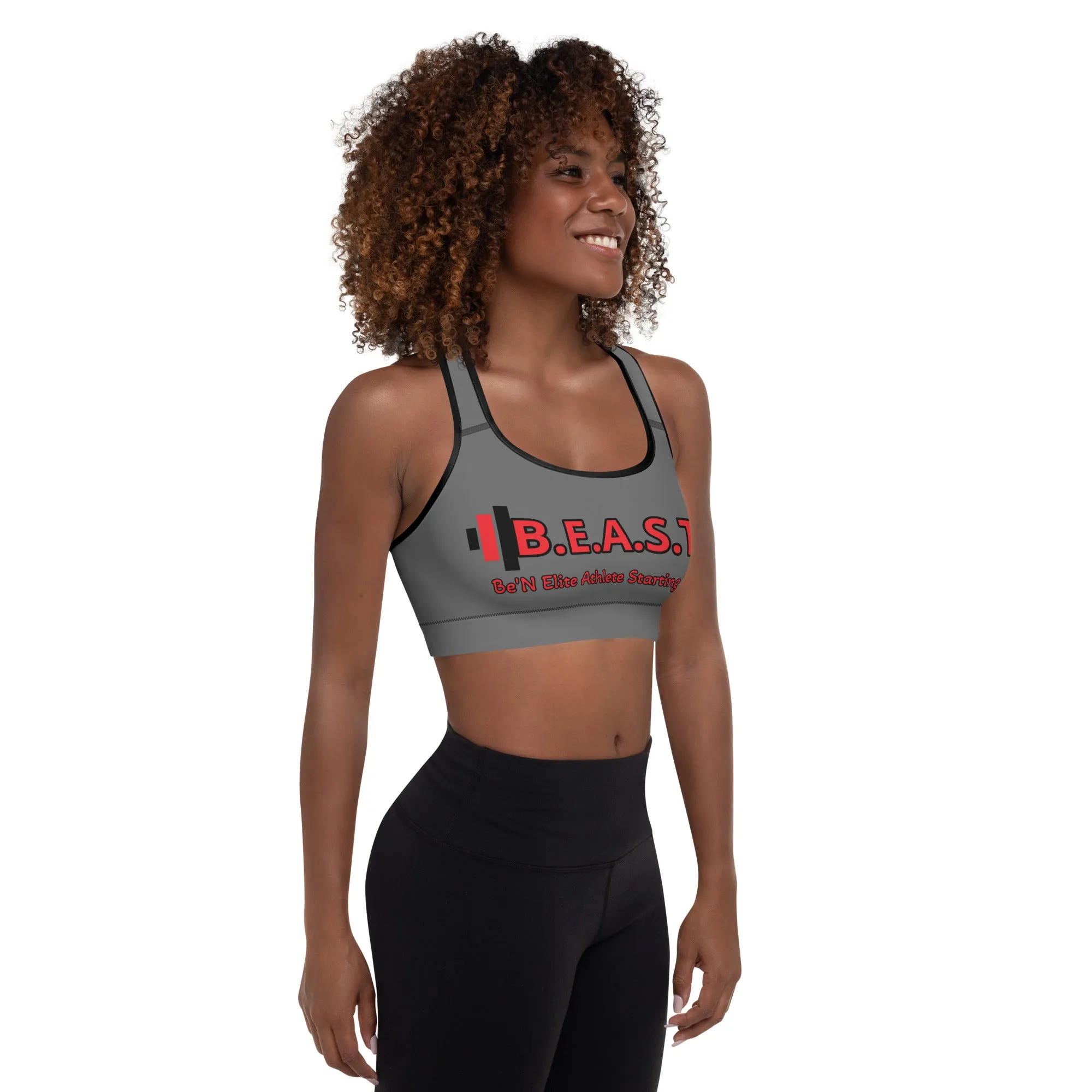 B.E.A.S.T print Padded Sports Bra