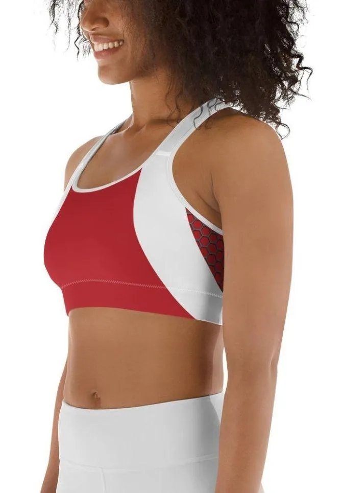 Beehive Geometric Sports Bra Scarlet Red