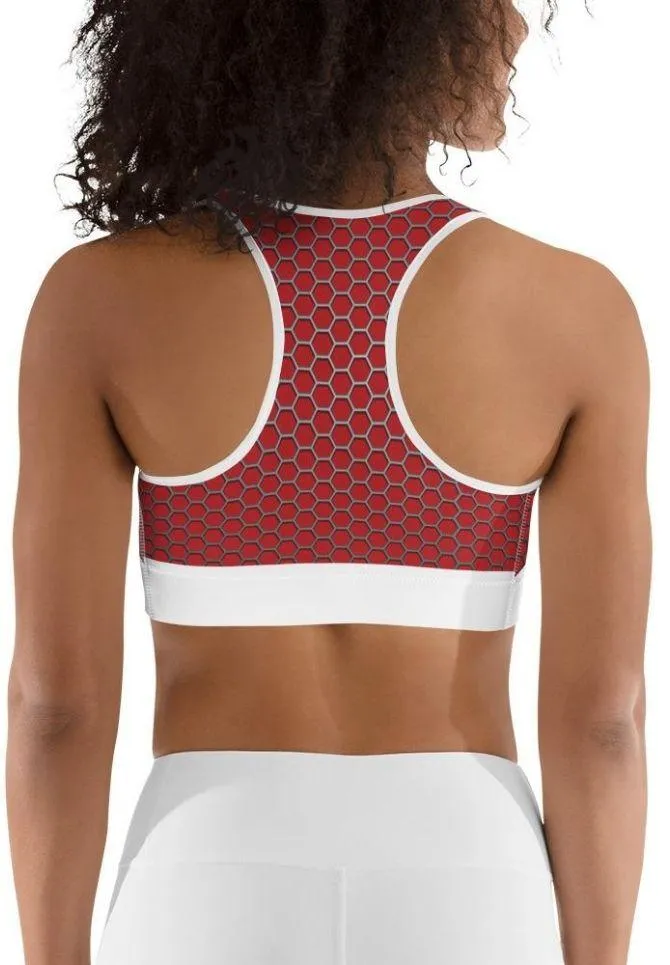 Beehive Geometric Sports Bra Scarlet Red