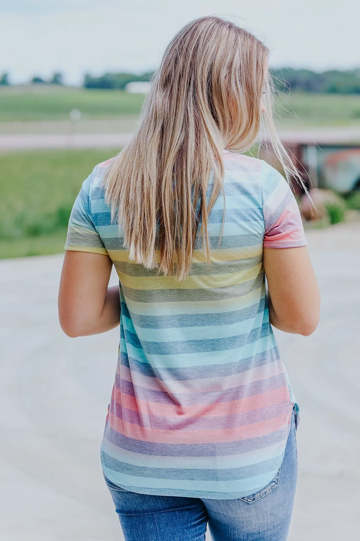 Between The Lines Striped Tee In Mint