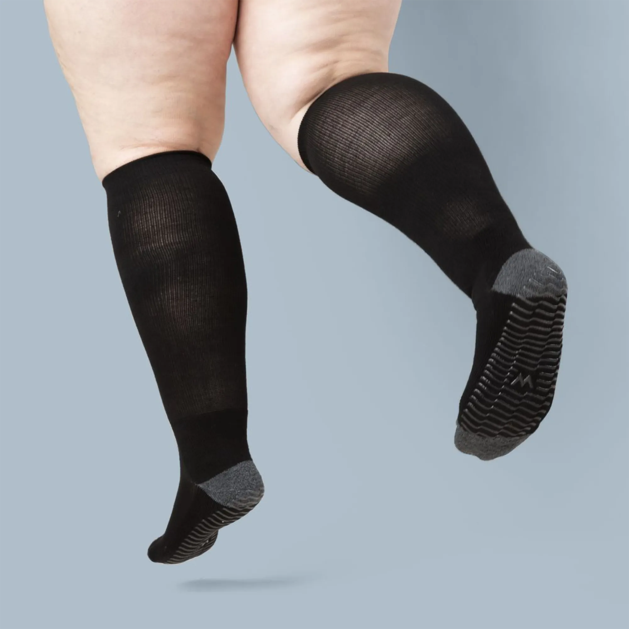 Black Charcoal - Grip Socks - Wide calf - 3 Pack