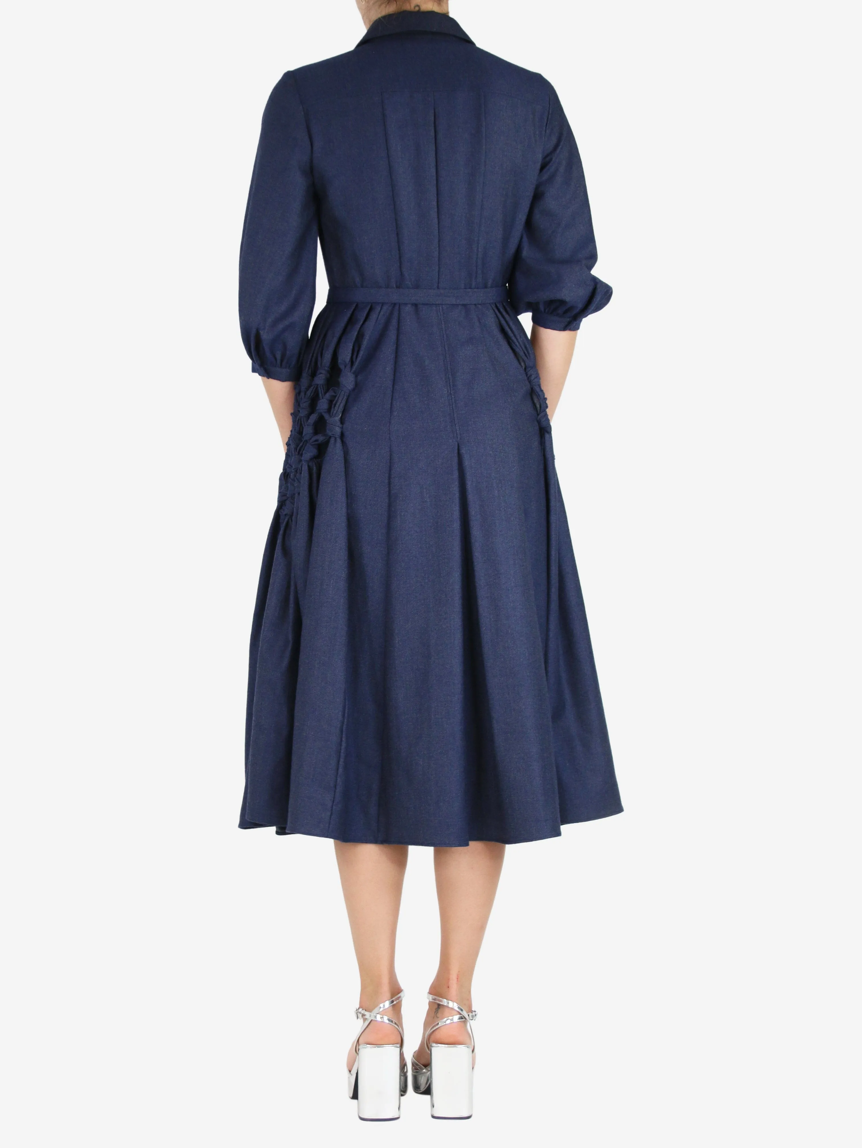 Blue Cheval cashmere midi shirt dress - size UK 6