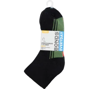 Bonds Kids Everyday Stretchables Quarter Crew Socks 4 Pack - Black Multi