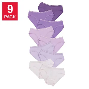 Buffalo Girls Bikini Cotton Brief Panties Seamless Underwear 9-pack, Purple