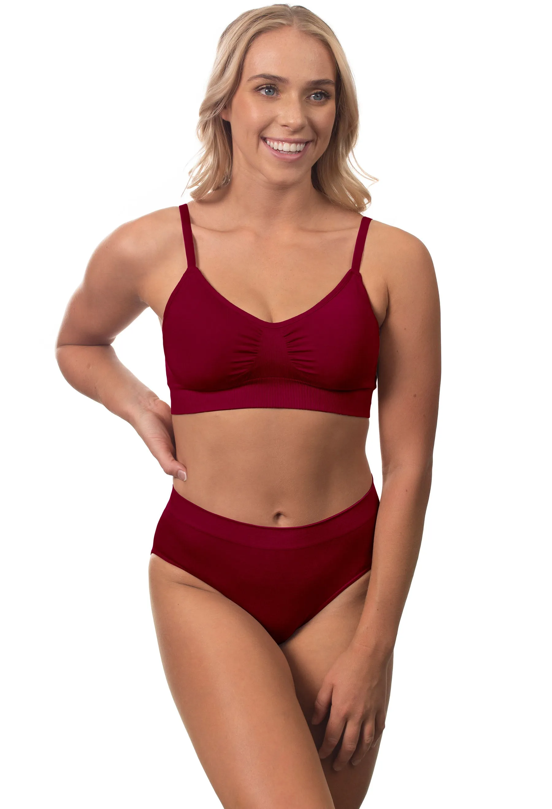 Burgundy Bamboo Bra   High Cut Set With FREE Nipple Covers