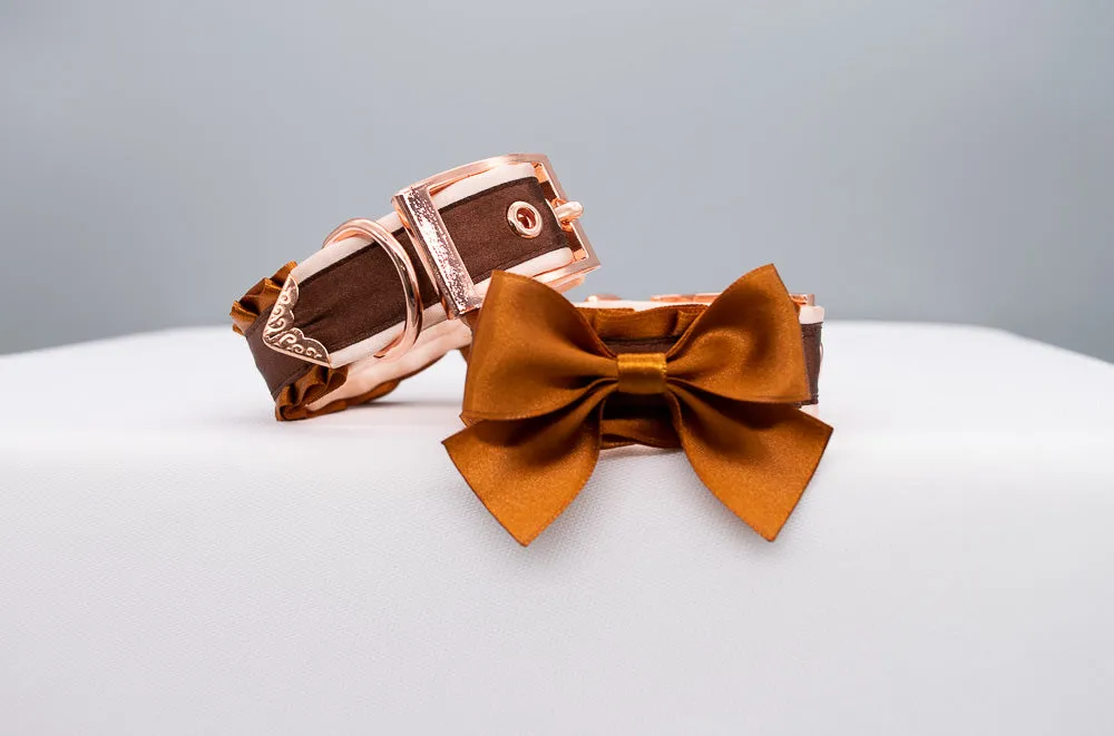 Caramel and Chocolate Brown Rose Gold Cuffs with Bows