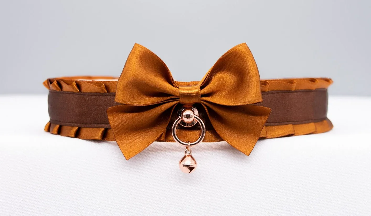 Caramel, Chocolate and Rose Gold Pet Play Collar