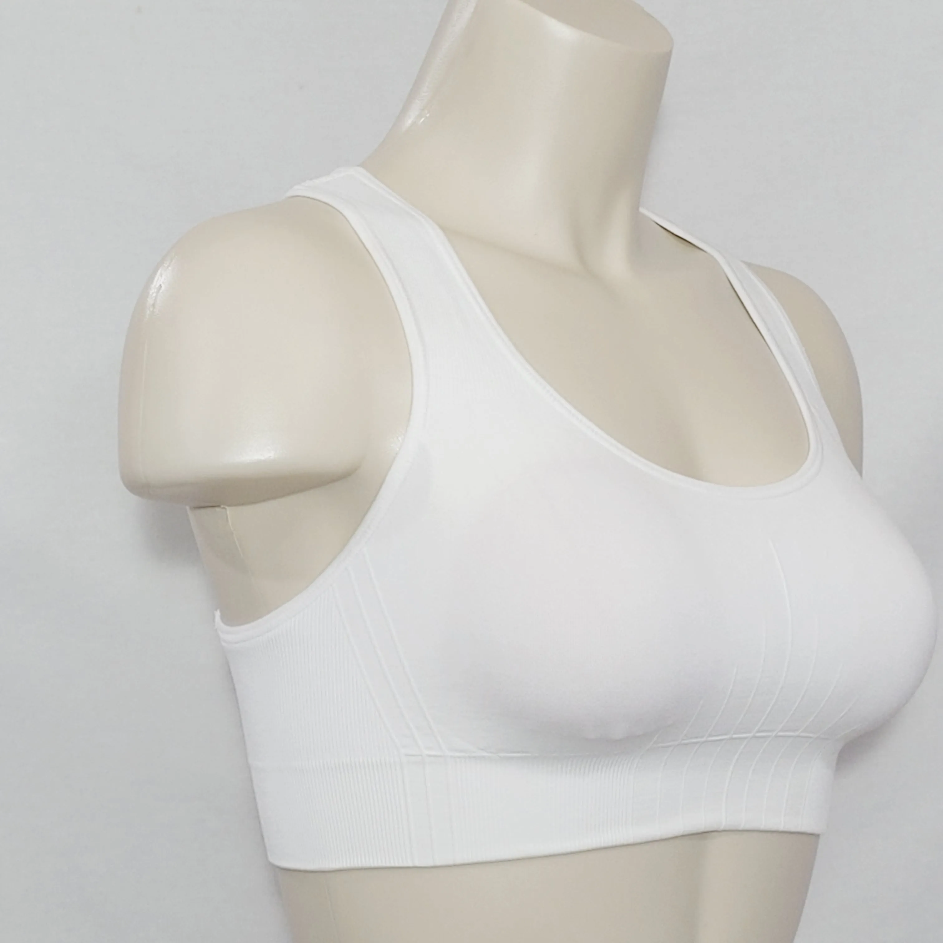 Champion N9169 9169 Wire Free Racerback Sports Bra Size MEDIUM White