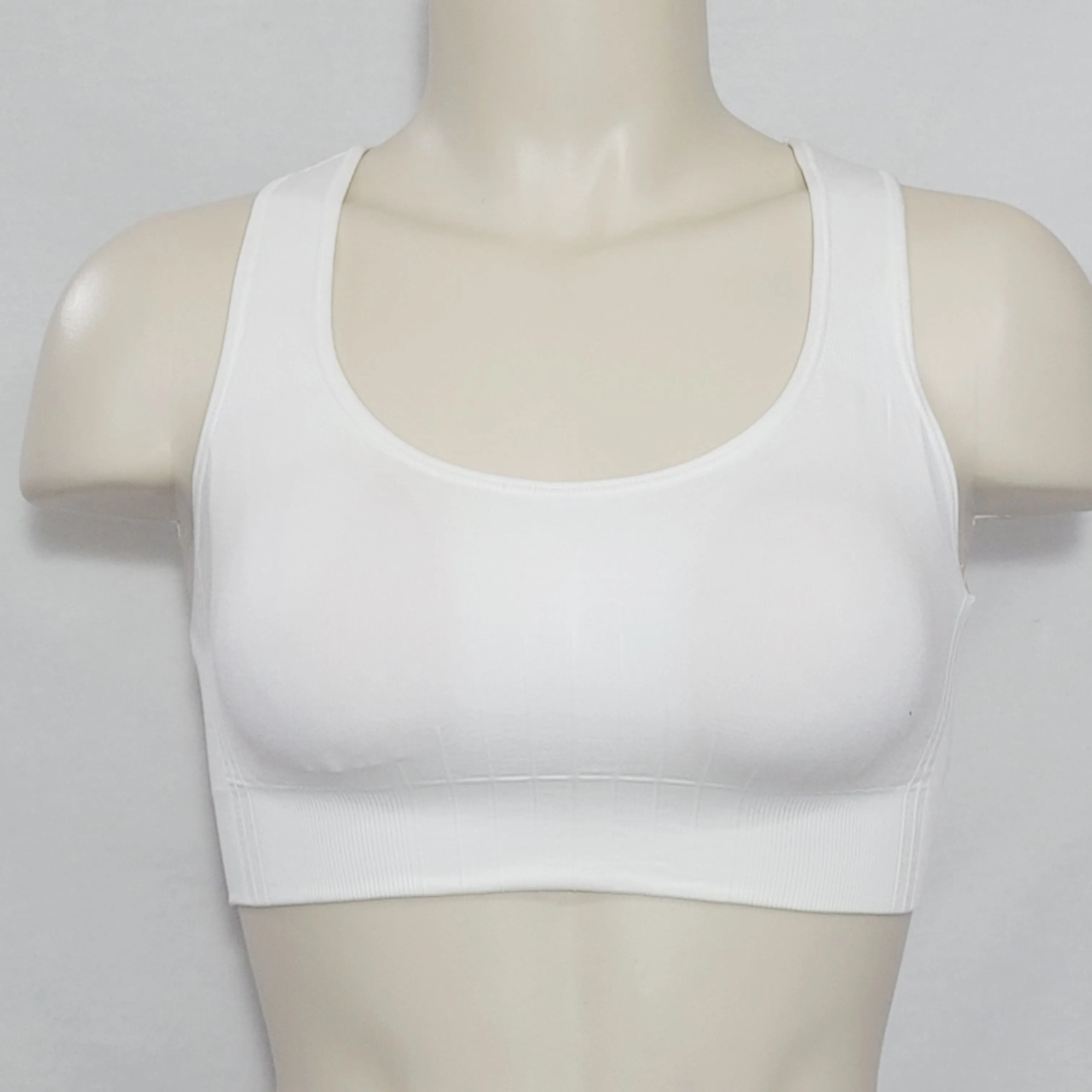 Champion N9169 9169 Wire Free Racerback Sports Bra Size MEDIUM White