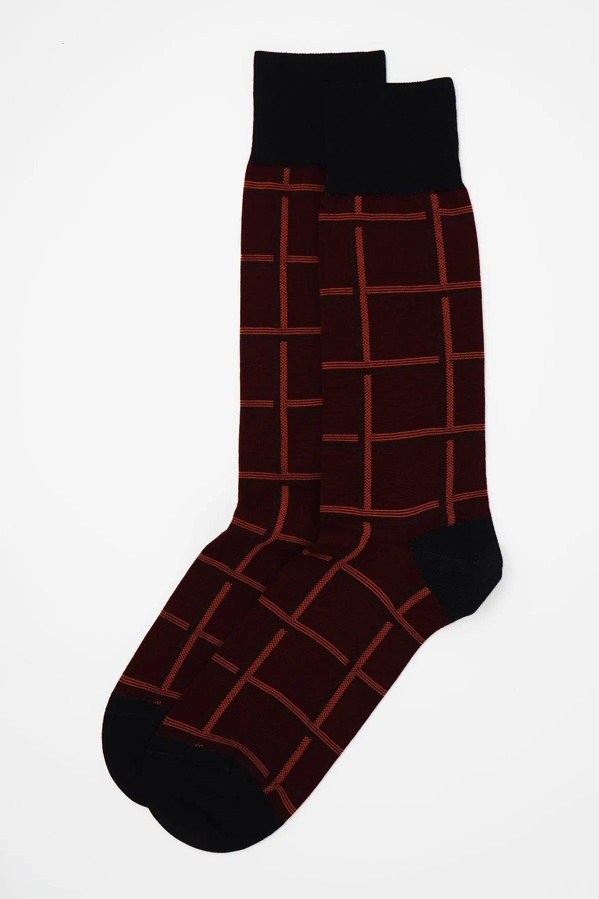 Check Men's Socks - Maroon