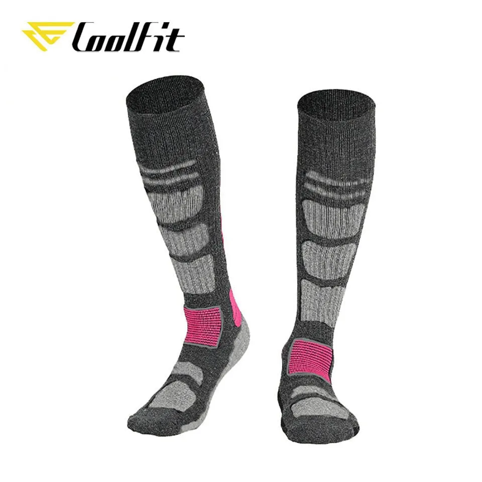 CoolFit 1 Pair Merino Wool Thermal Socks Men Women Winter Long Warm Compression Socks For Ski Hiking Snowboarding Sports Socks