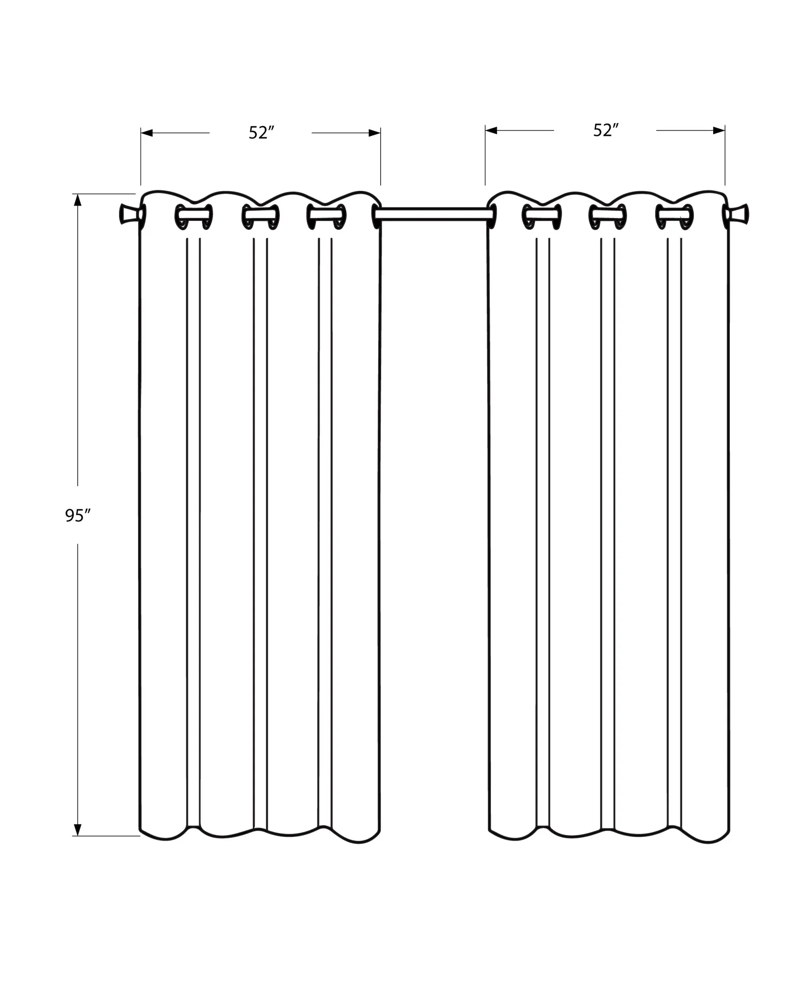 Curtain Panel - 2Pcs / 52"W X 95"H Silver Solid Blackout