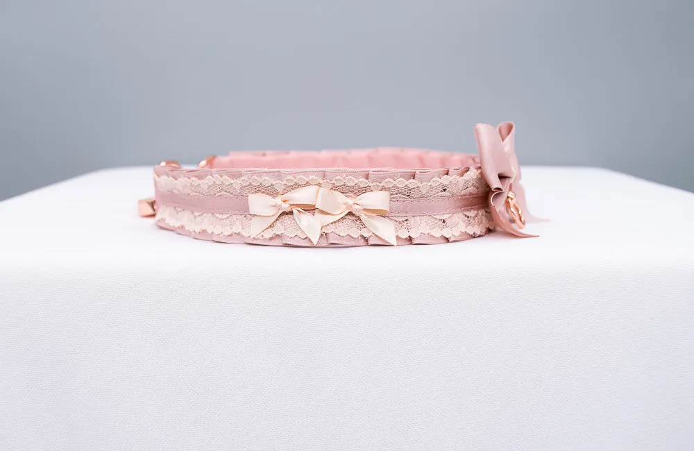 Dusty Rose and Cream Rose Gold Luxury Pet Play Collar