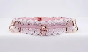 Dusty Rose and White Lace Luxury Rose Gold Collar