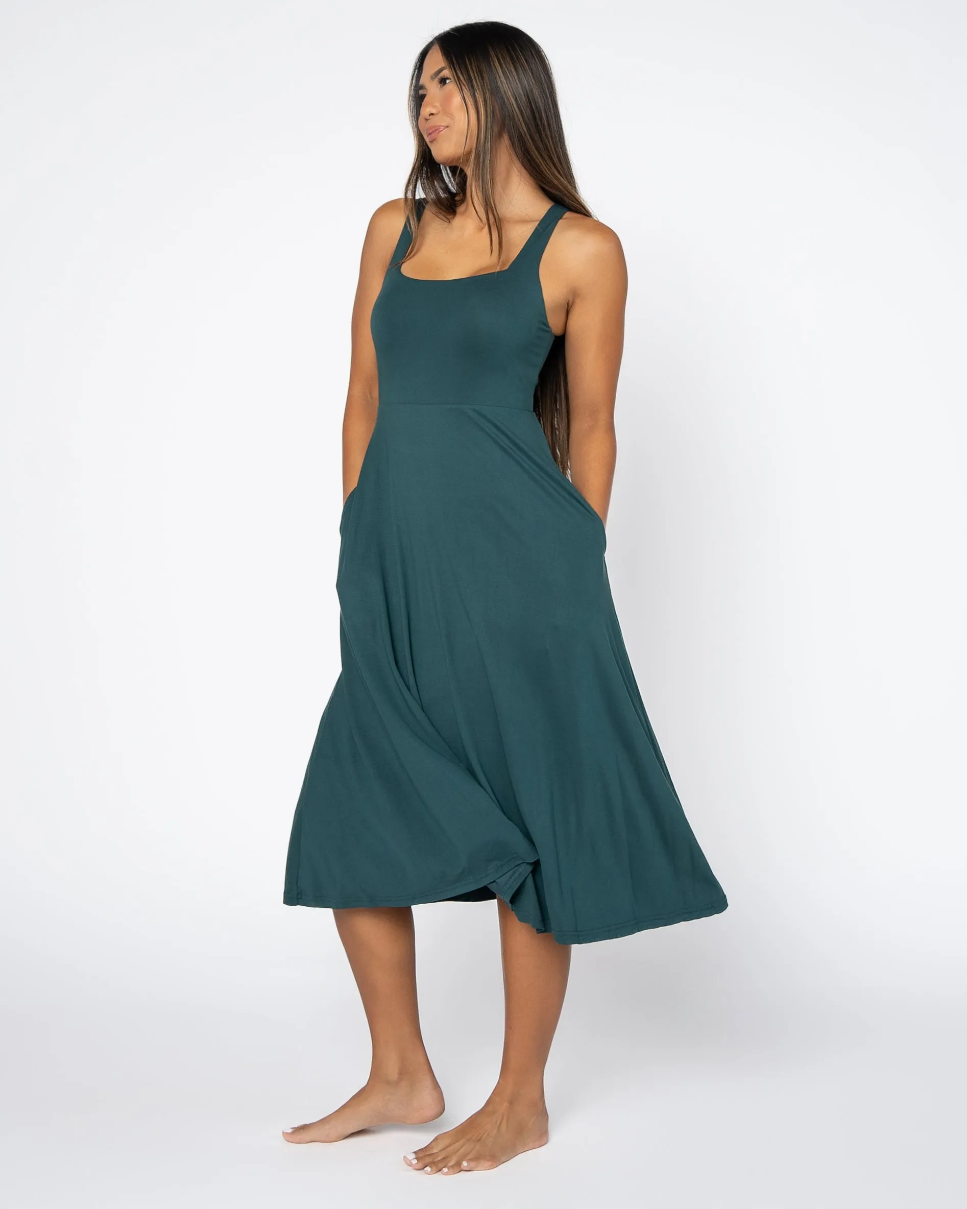 Empire Midi Dress - Juniper