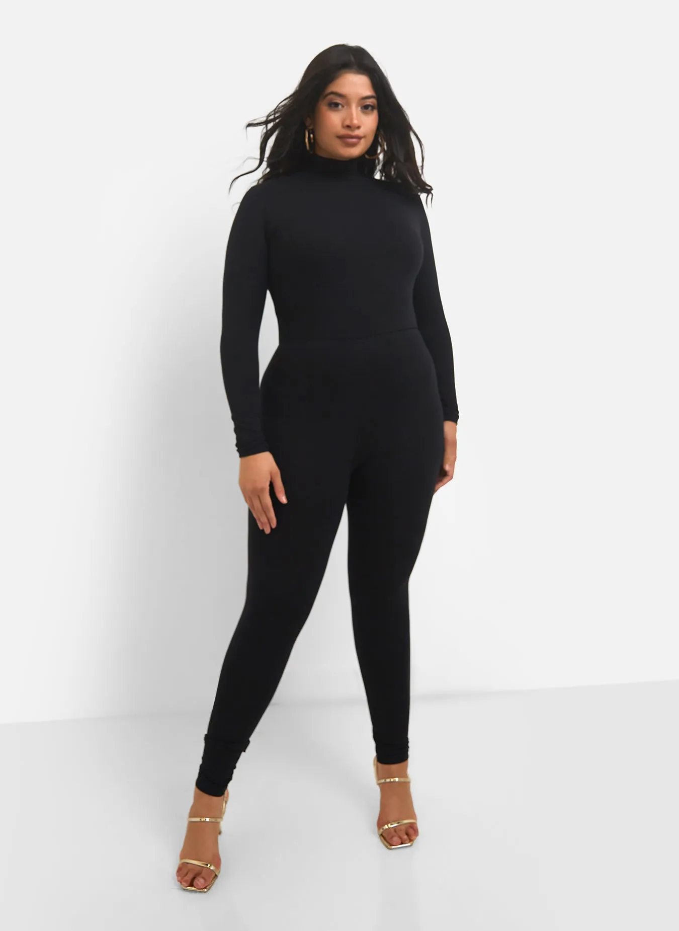 Fast Paced Turtleneck Long Sleeve Cotton Jumpsuit