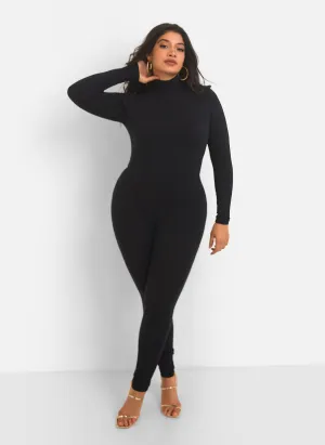 Fast Paced Turtleneck Long Sleeve Cotton Jumpsuit