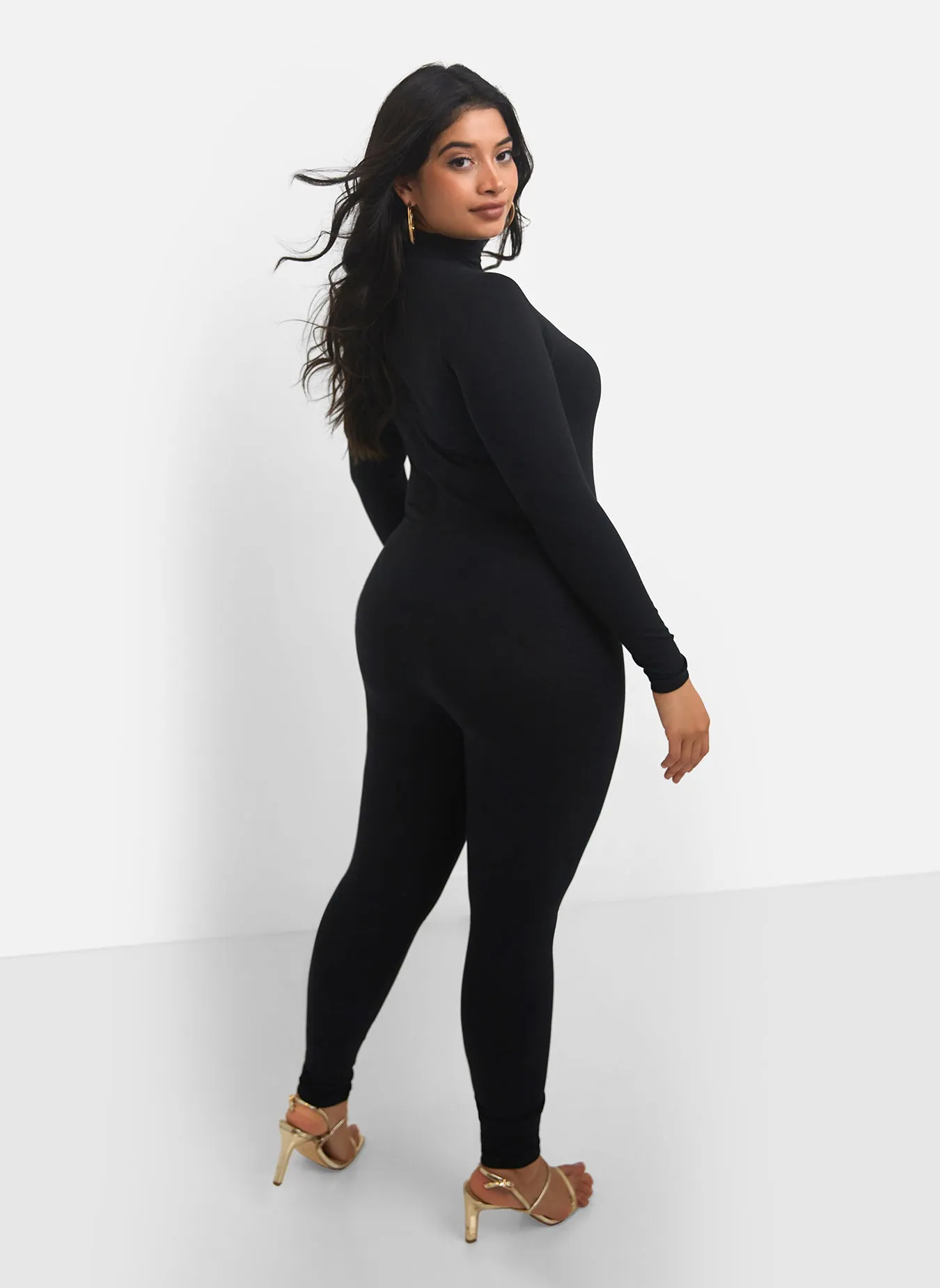 Fast Paced Turtleneck Long Sleeve Cotton Jumpsuit