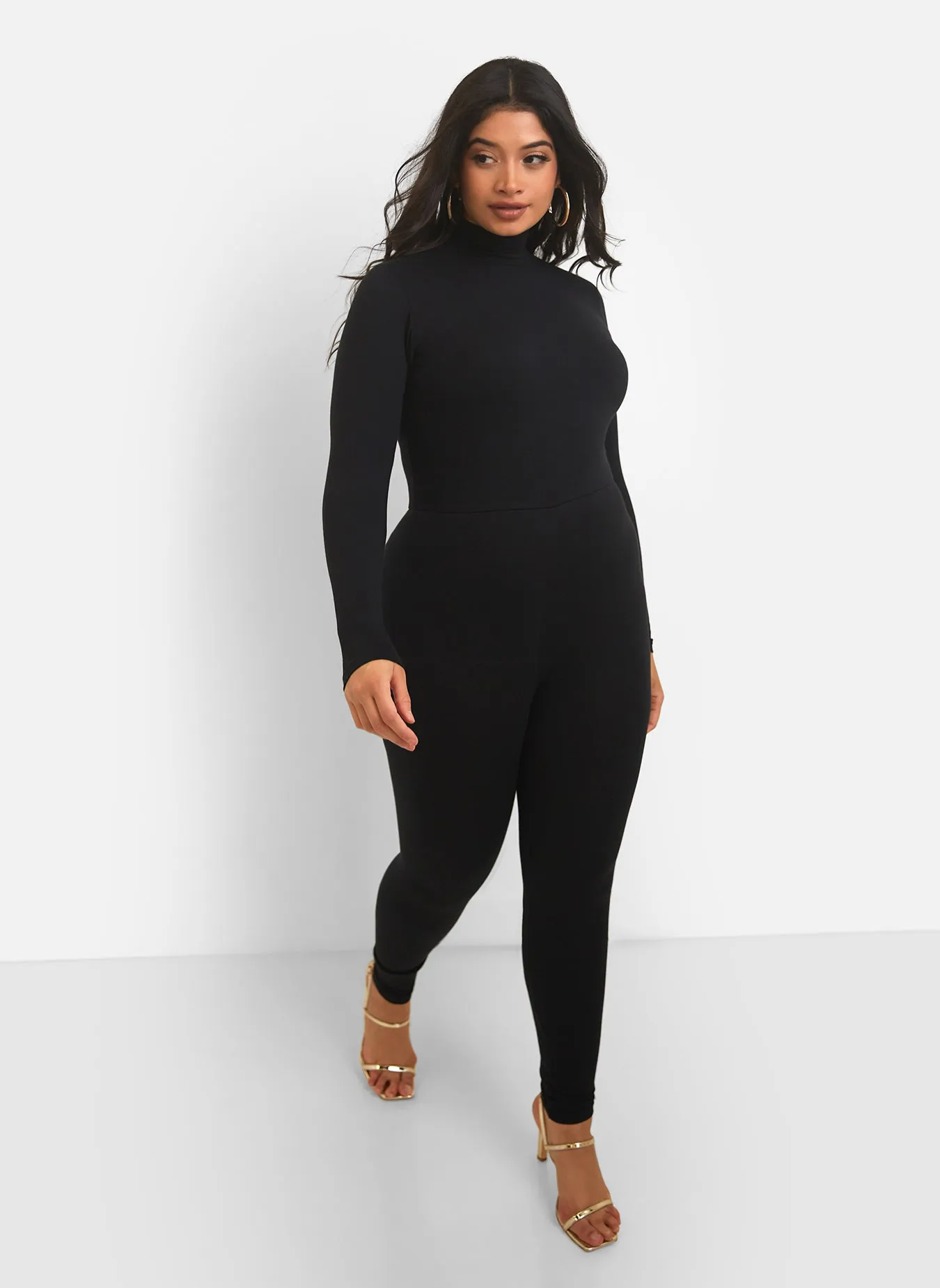 Fast Paced Turtleneck Long Sleeve Cotton Jumpsuit