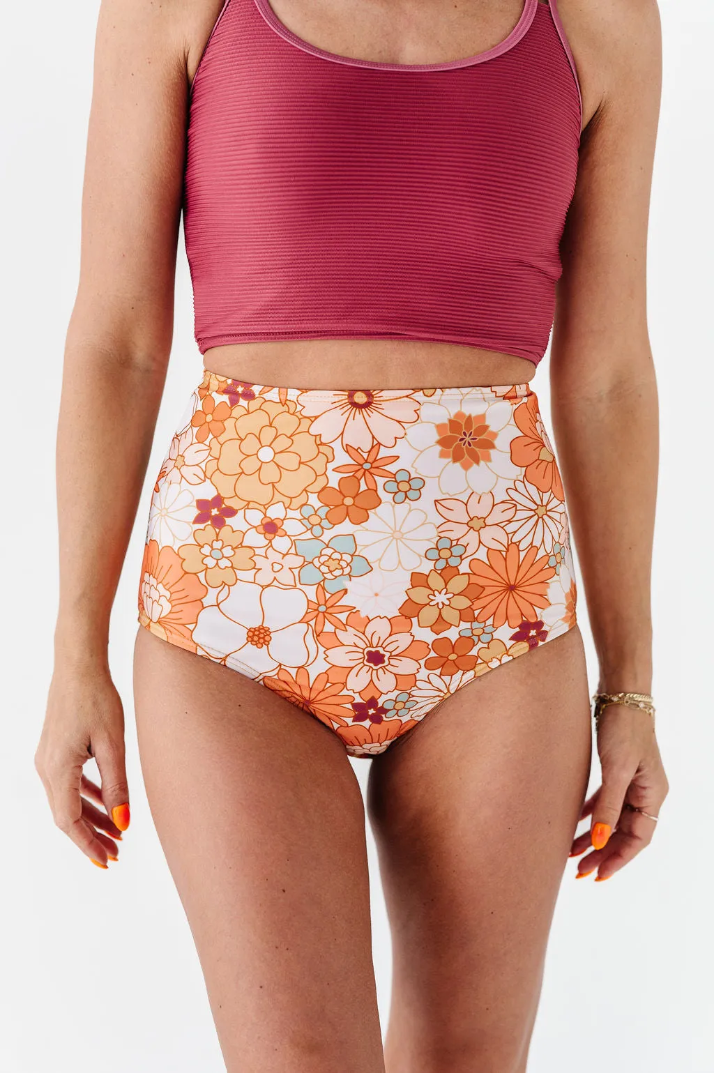 High Waisted Bottoms in Groovy Floral