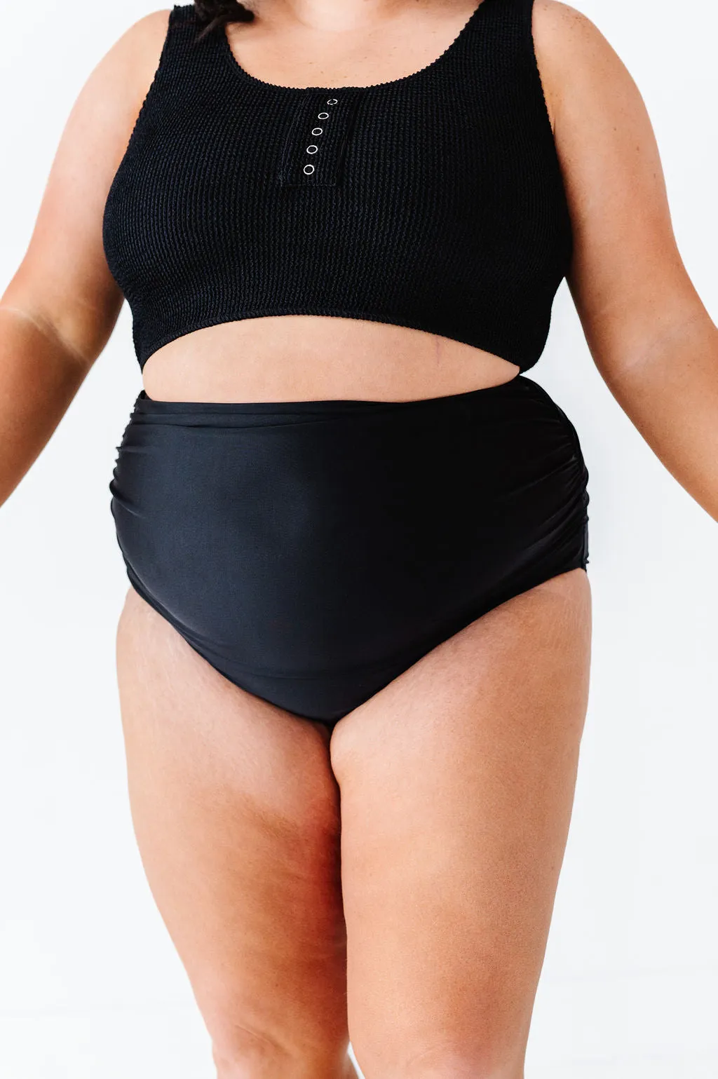 High Waisted Ruched Bottoms in Black