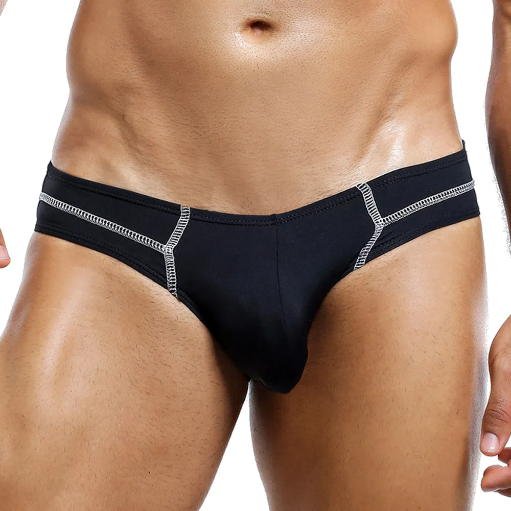 Intymen INJ044 Brief - Mens Black Mesh Enhancing Low Rise Underwear