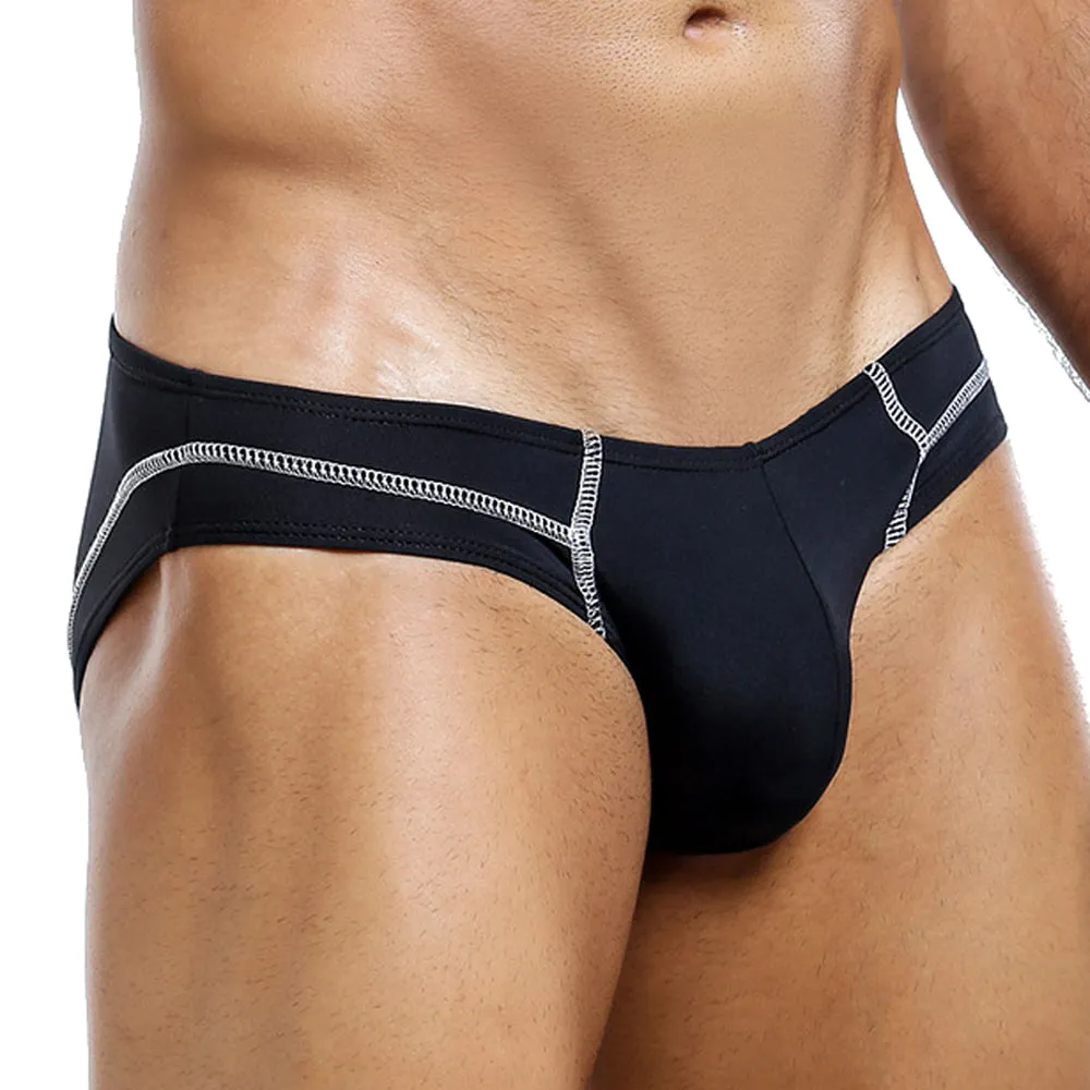 Intymen INJ044 Brief - Mens Black Mesh Enhancing Low Rise Underwear