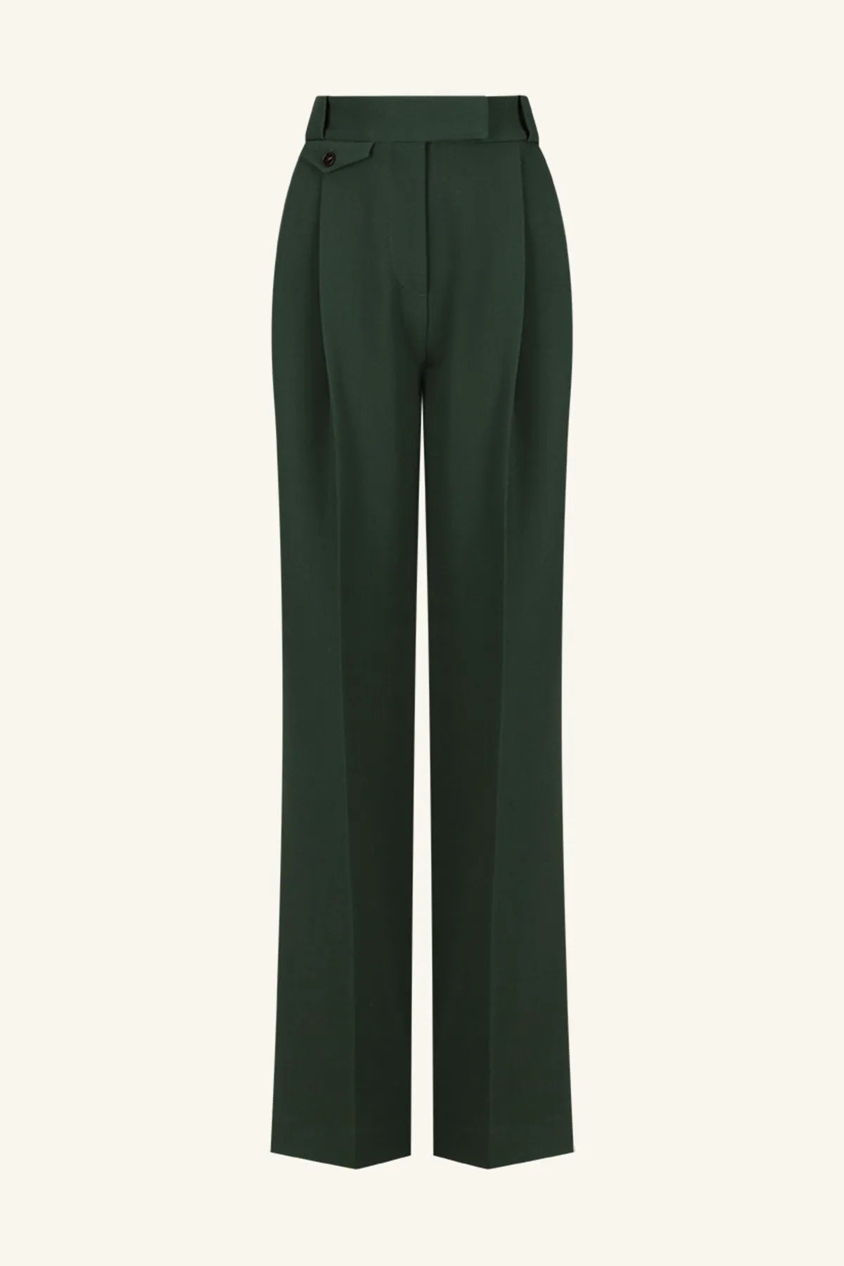 IRENA HIGH WAISTED TAILORED PANT - DEEP FOREST