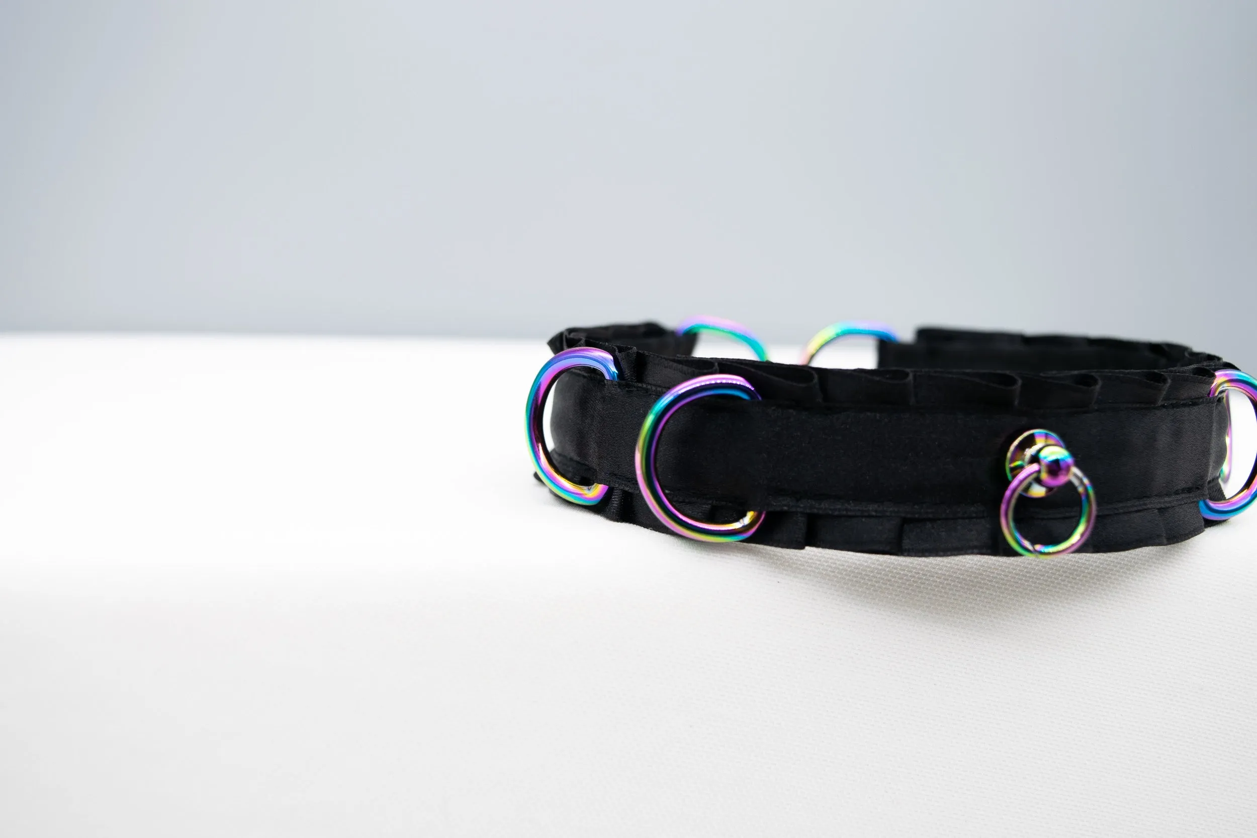 Iridescent Rainbow and Black Collar