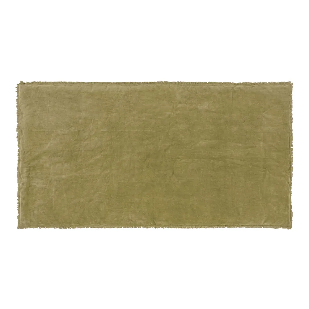 Jaye Cotton Velvet Filled Bedspread Moss