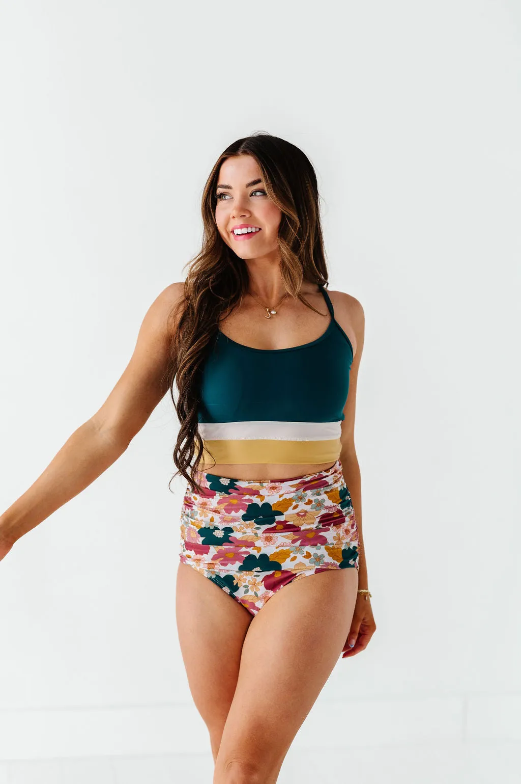 Kailani Floral High Waisted Ruched Bottoms