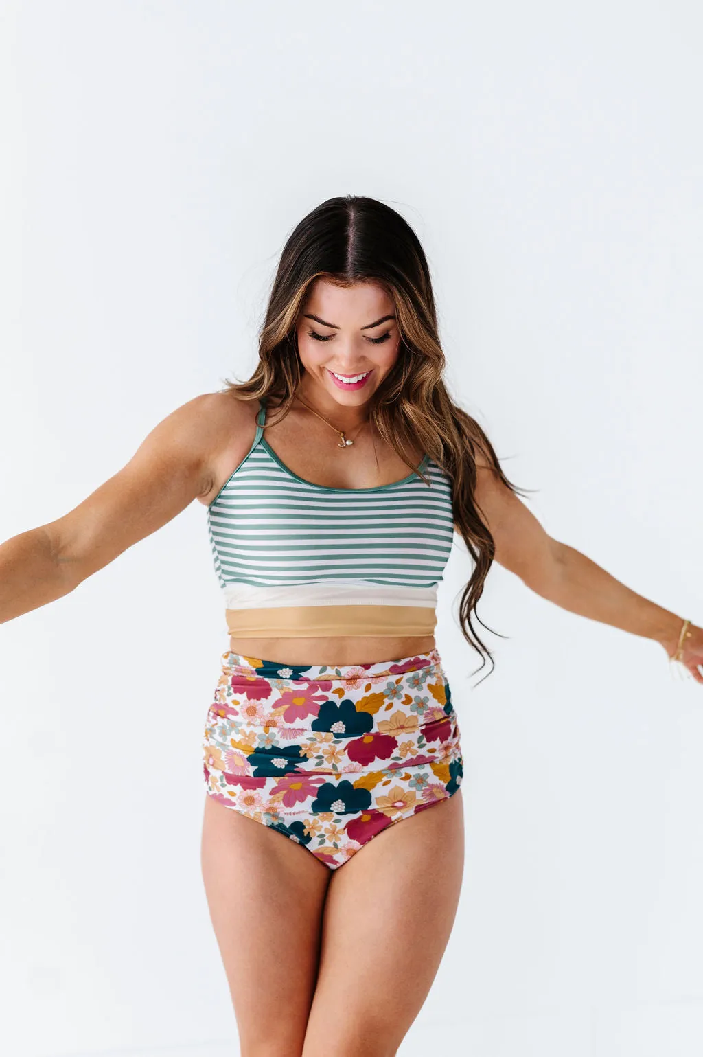 Kailani Floral High Waisted Ruched Bottoms