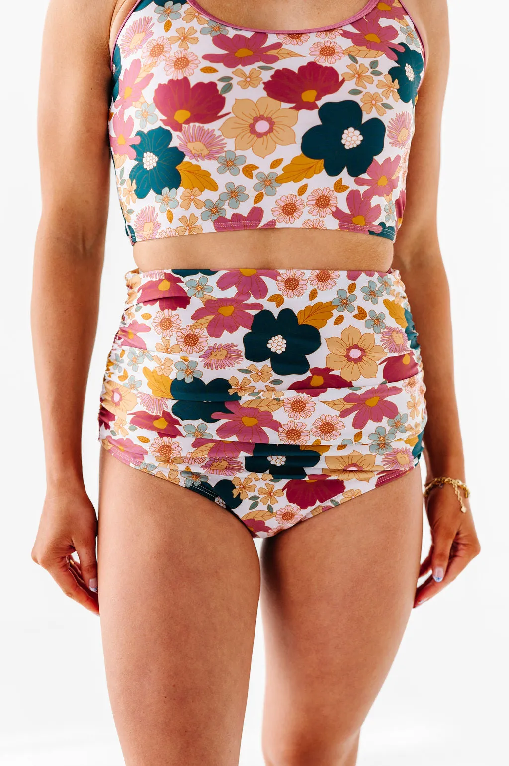 Kailani Floral High Waisted Ruched Bottoms