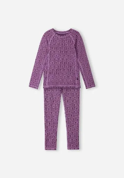 Kids Merino Thermal Base Layer Set Taival Cold Pink