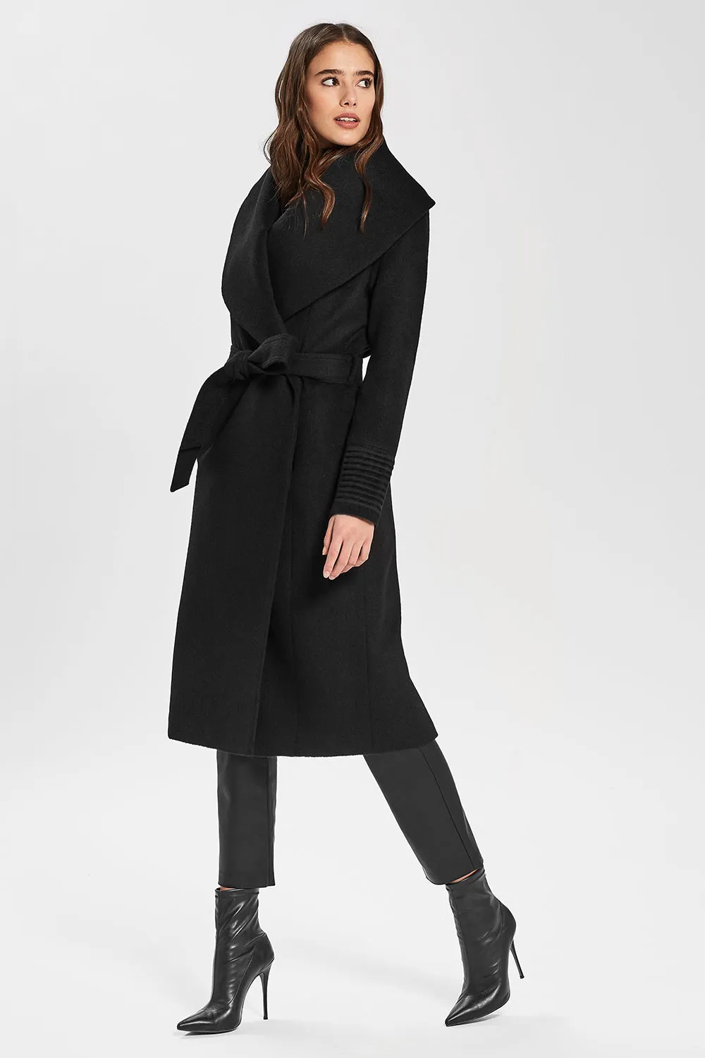 Long Wide Shawl Collar Wrap Coat