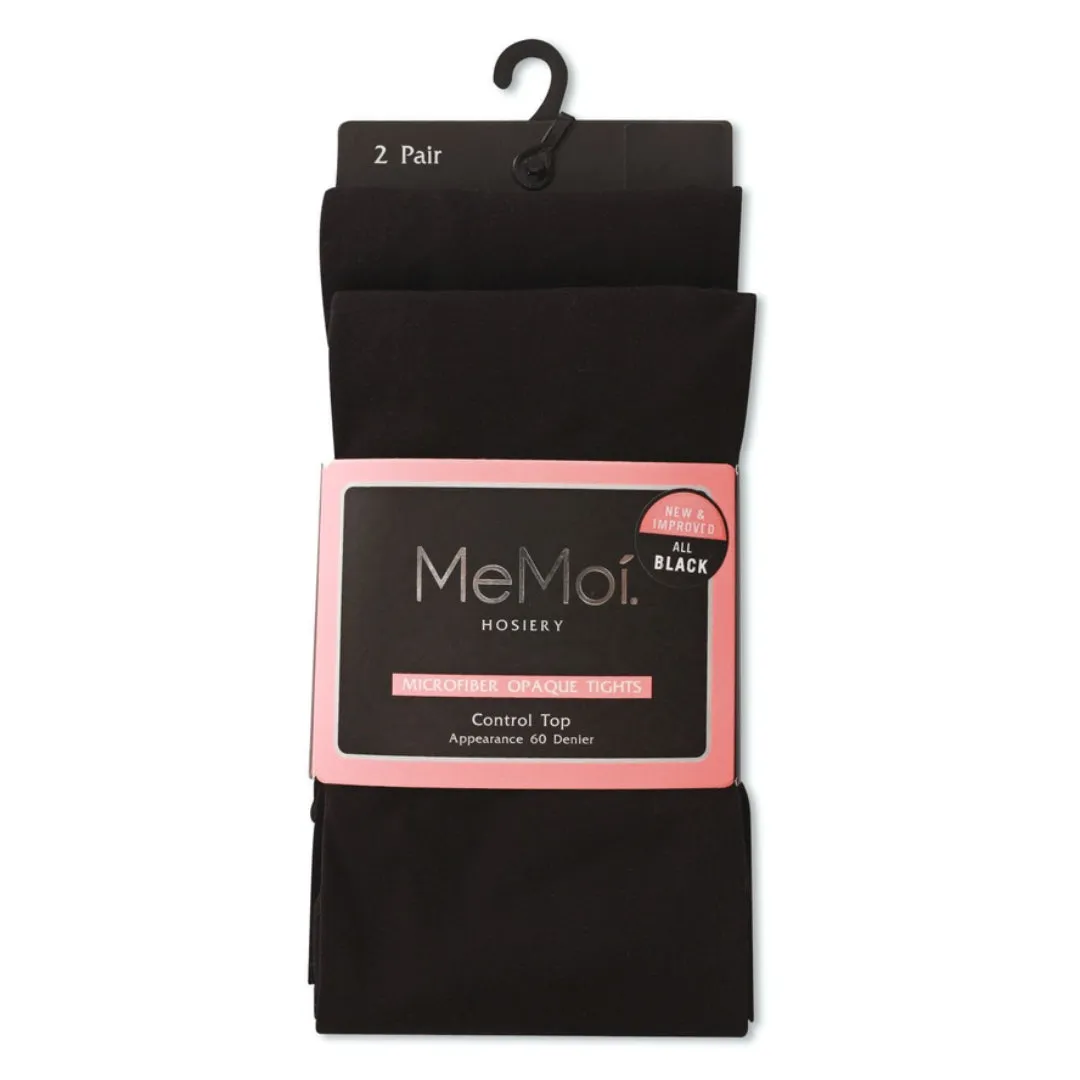 MeMoi Microfiber Opaque Tight With Control Top - Black