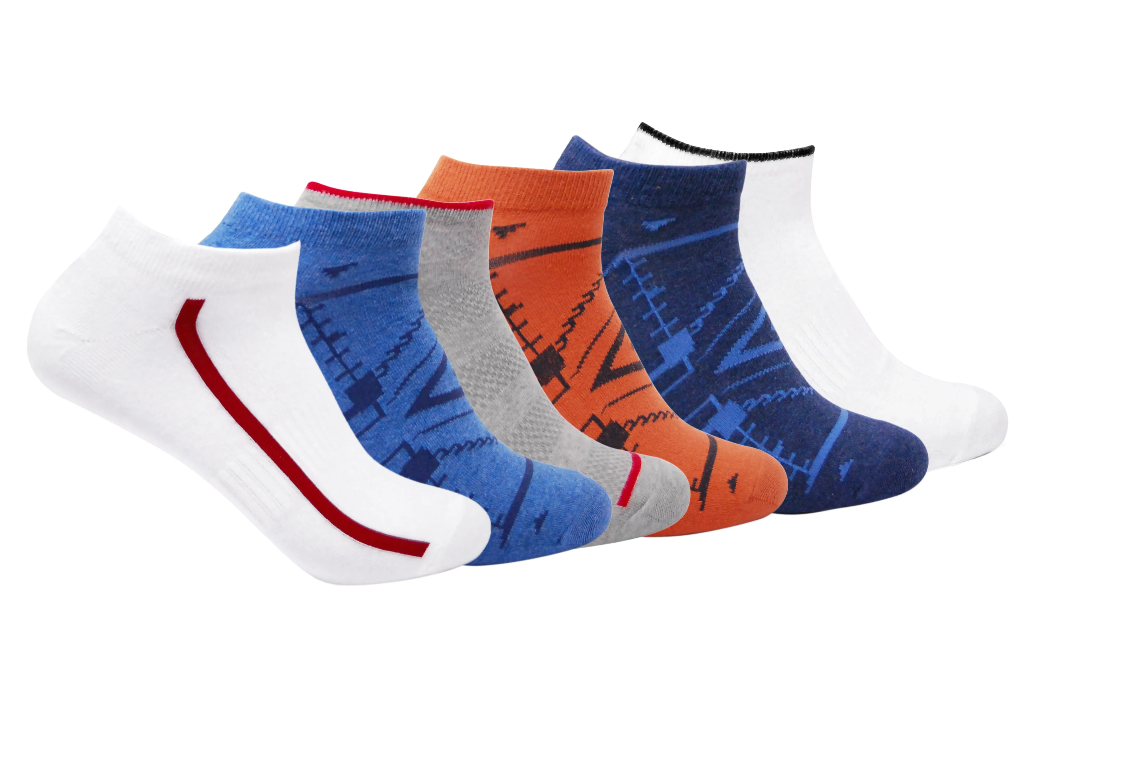 Men's Patterned Lowcut Ankle Socks ( 6 Pairs)