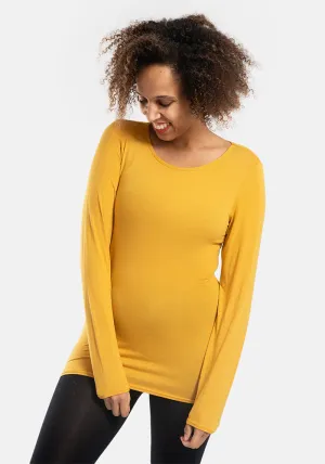 Mustard Long Sleeve Round Neck Top