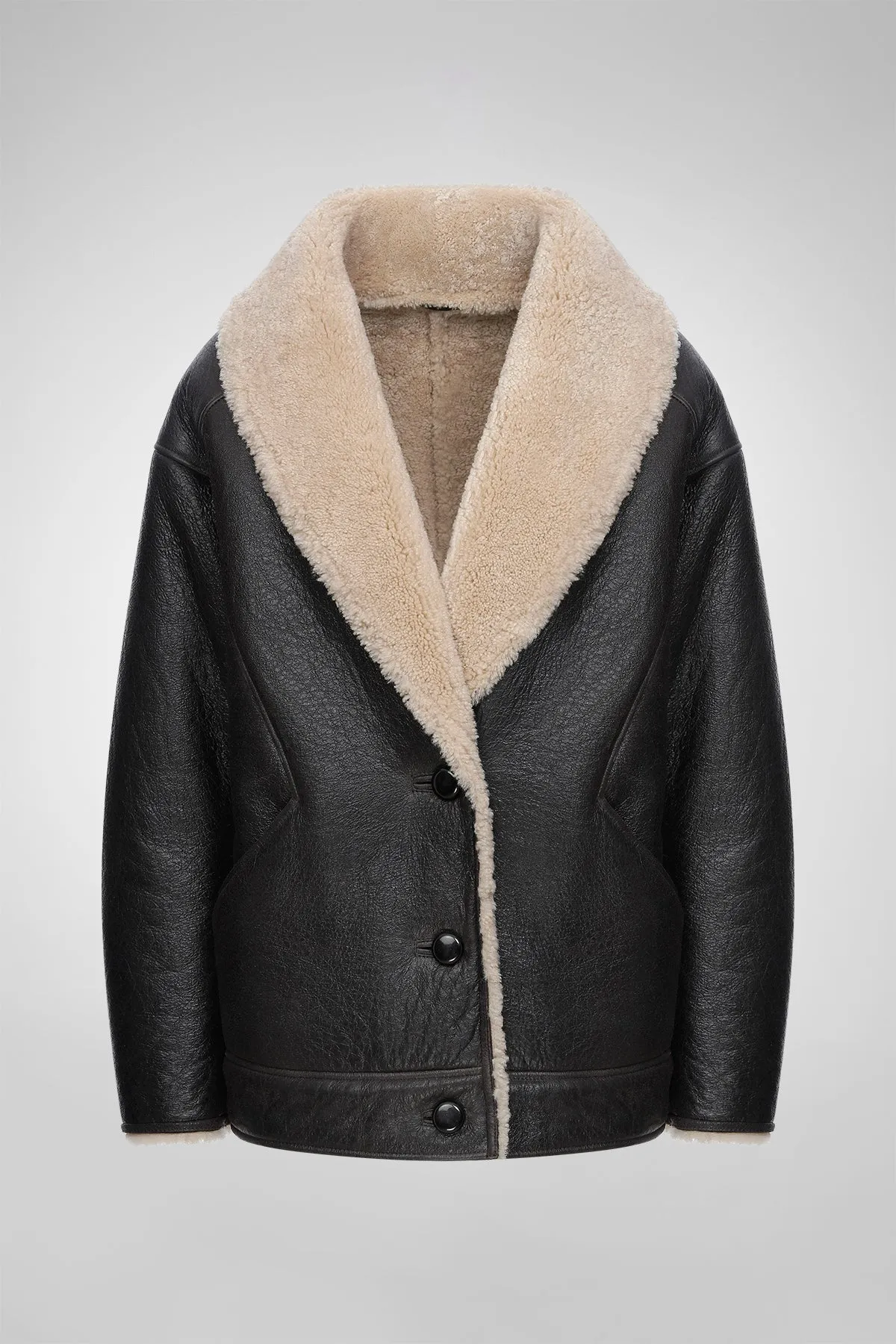 Nila - Brown Beige Shearling Coat