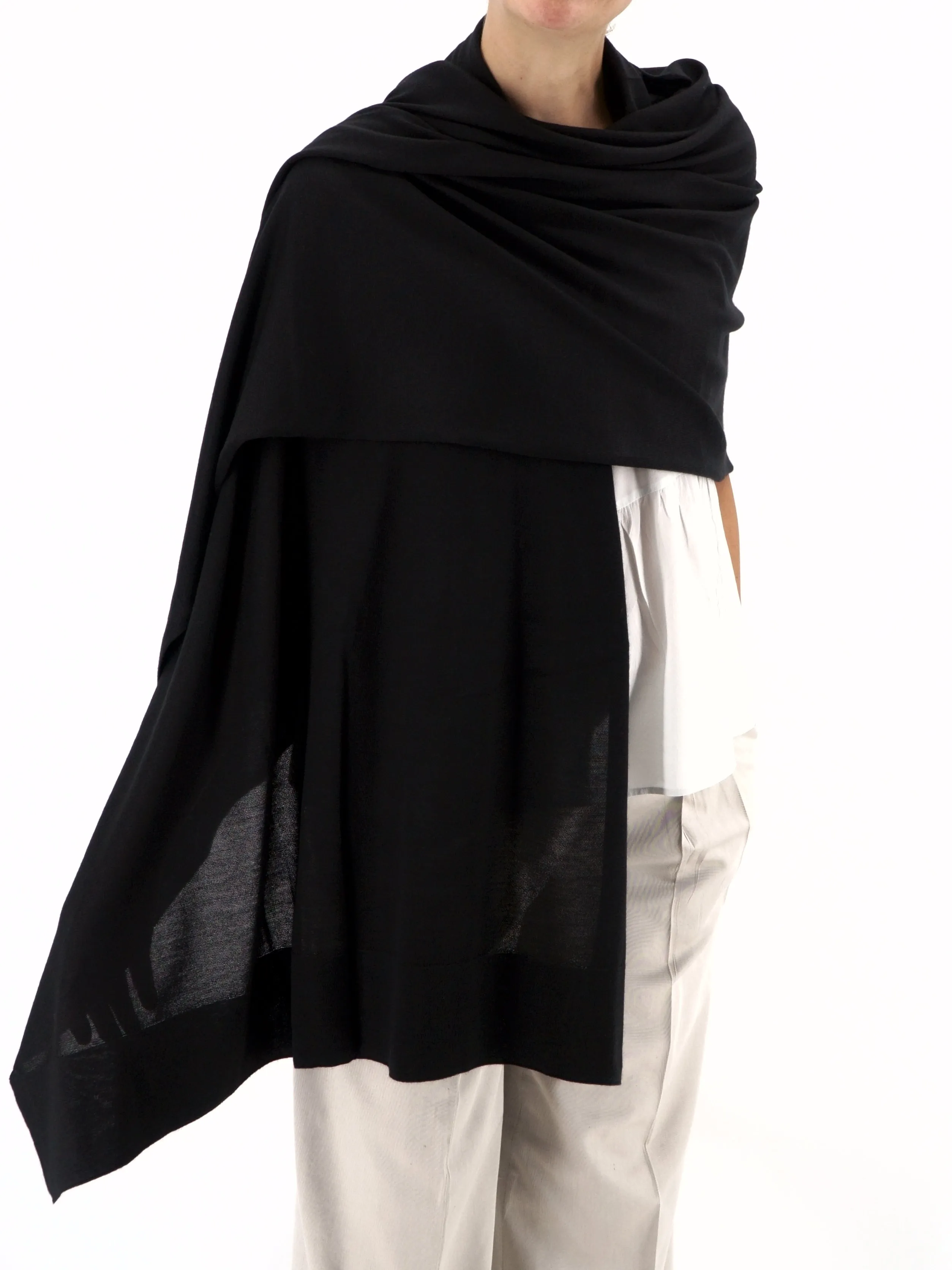 Pashmina Nera Cashmere & Seta