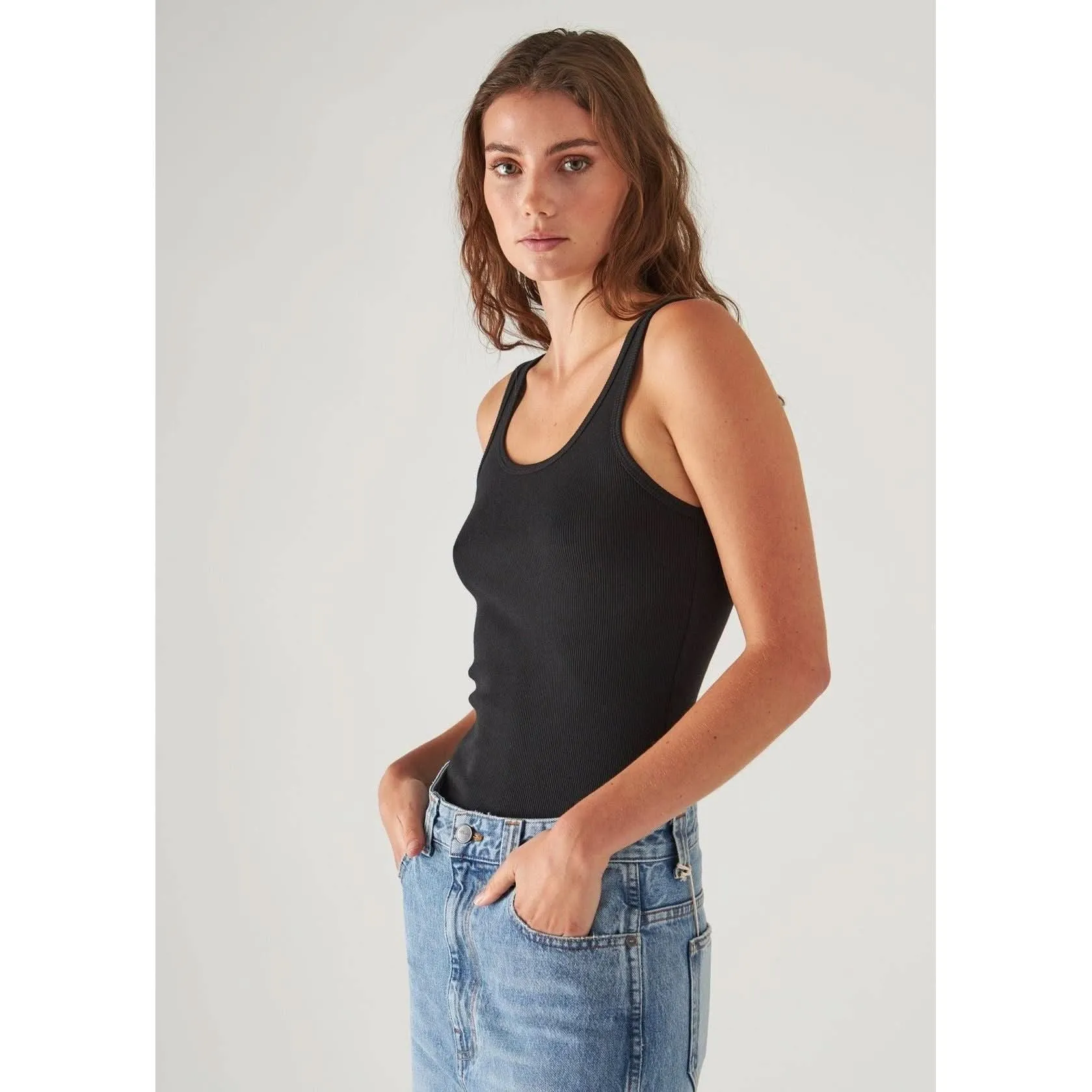 Patrick Assaraf Scoop Neck Rib Tank