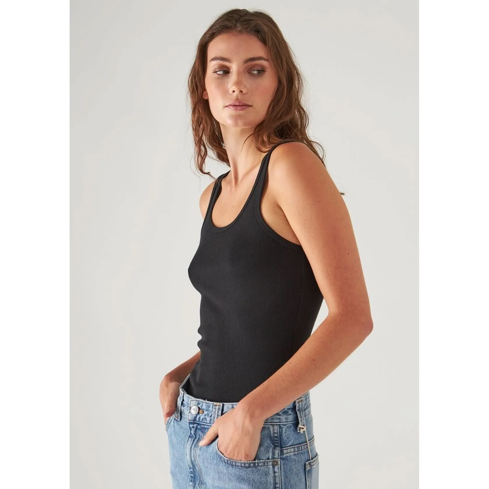 Patrick Assaraf Scoop Neck Rib Tank